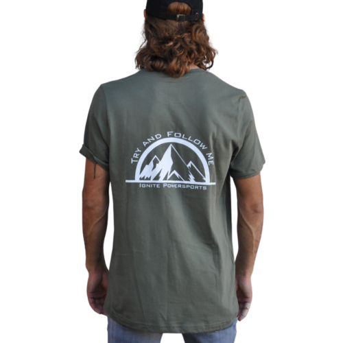 Try & Follow Me T Shirt Military Green Back